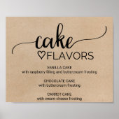 Simple Faux Kraft Wedding Cake Flavors Sign ポスター (正面)