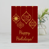 Simple Festive Red Gold Bauble Personal Christmas 箔シーズンカード (立ち正面)