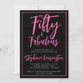 Simple Fifty and Fabulous Pink 50th Birthday Party 招待状 (正面)