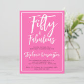 Simple Fifty and Fabulous Pink 50th Birthday Party 招待状 (スタンド正面)