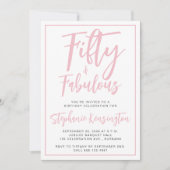 Simple Fifty and Fabulous Pink 50th Birthday Party 招待状 (正面)