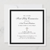 Simple First Holy Communion Black White Invitation 招待状 (正面)