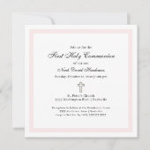 Simple First Holy Communion Pink White 招待状 (正面)