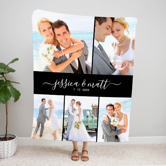 Simple Five-Photo with Names and Date シェルパブランケット