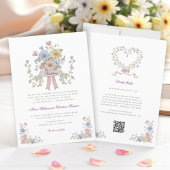 Simple Floral all in one wedding website qr code 招待状