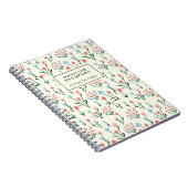Simple Floral Botanical Pink Blue Flower ノートブック (右側)
