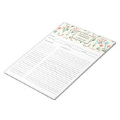 Simple Floral Botanical Pink Blue Flower Recipe ノートパッド (アングル)