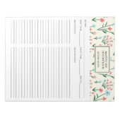 Simple Floral Botanical Pink Blue Flower Recipe ノートパッド (正面)