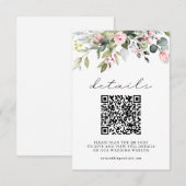 Simple Floral Eucalyptus Leaves QR Code Wedding エンクロージャーカード (正面/裏面)