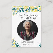 Simple floral Funeral Memorial Prayer Photo Card 名刺 (正面)