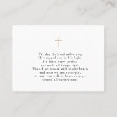 Simple floral Funeral Memorial Prayer Photo Card 名刺 (裏面)