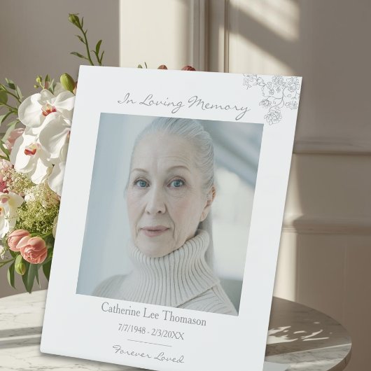 Simple Floral Funeral Photo Pedestal Sign 台座サイン