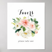 Simple Floral Green Foliage Favors Sign ポスター (正面)