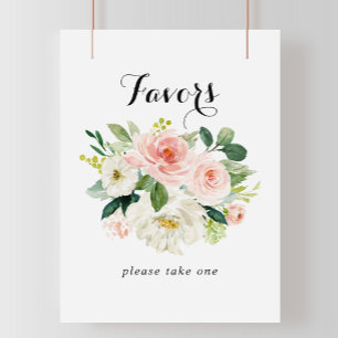 Simple Floral Green Foliage Favors Sign ポスター