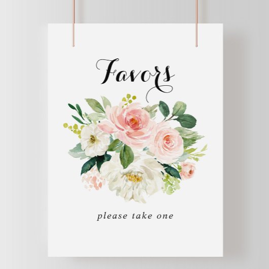 Simple Floral Green Foliage Favors Sign ポスター