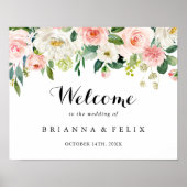 Simple Floral Green Foliage Wedding Welcome Sign ポスター (正面)