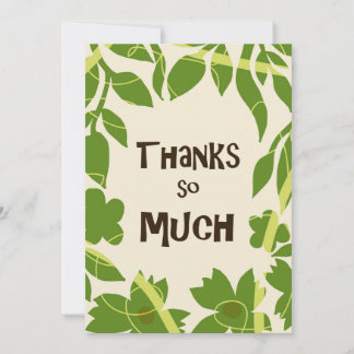 Simple Floral Green leaves Thank You Card 招待状