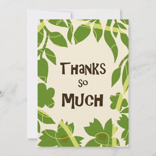 Simple Floral Green leaves Thank You Card 招待状 (正面)