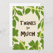 Simple Floral Green leaves Thank You Card 招待状 (正面/裏面)