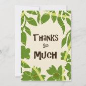 Simple Floral Green leaves Thank You Card 招待状 (正面)