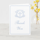 Simple Floral Light Blue Cross Religious Thank You カード (黄色い花)