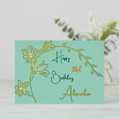 Simple Floral Pale Green & Gold Aged Birthday 箔シーズンカード (立ち正面)