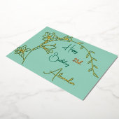 Simple Floral Pale Green & Gold Aged Birthday 箔シーズンカード (回転した状態)