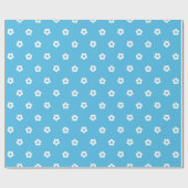 Simple Floral Pattern on Vibrant Blue Canva ラッピングペーパー (フラット)