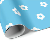 Simple Floral Pattern on Vibrant Blue Canva ラッピングペーパー (ロールコーナー)