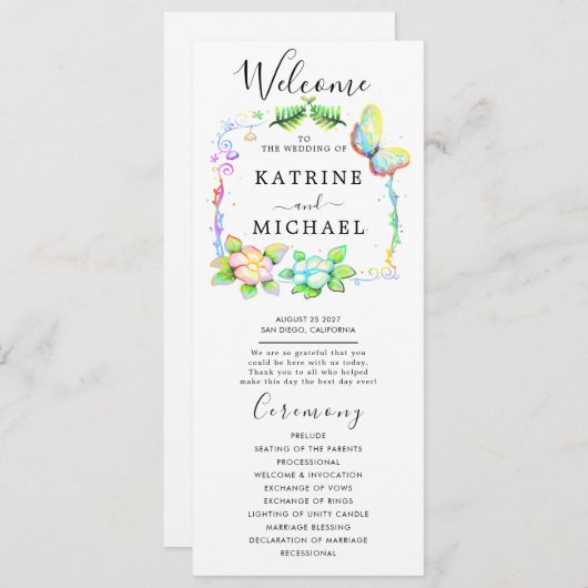 Simple Floral Wedding Program プログラム (正面/裏面)