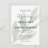 Simple flower Black & White Wedding Invitation 招待状 (正面/裏面)