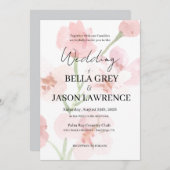 Simple flower Black & White Wedding Invitation 招待状 (正面/裏面)