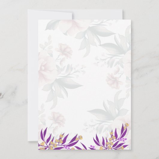 Simple flower Black & White Wedding Invitation 招待状 (裏面)