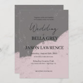 Simple flower Black & White Wedding Invitation 招待状 (正面/裏面)