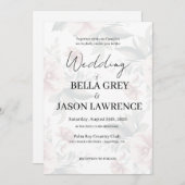 Simple flower Black & White Wedding Invitation 招待状 (正面/裏面)