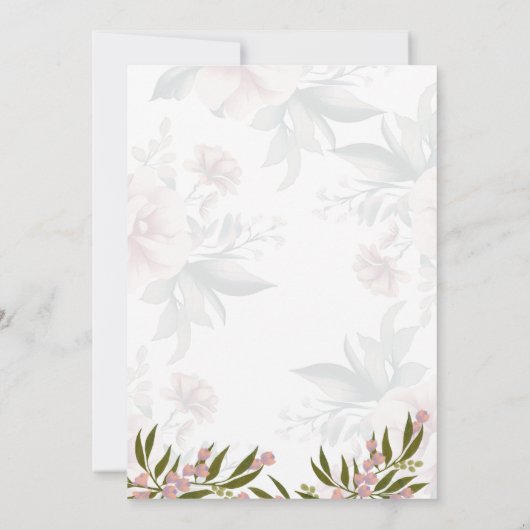 Simple flower Black & White Wedding Invitation 招待状 (裏面)