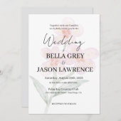 Simple flower Black & White Wedding Invitation 招待状 (正面/裏面)
