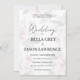 Simple flower Black & White Wedding Invitation 招待状