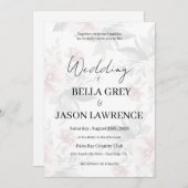 Simple flower Black & White Wedding Invitation 招待状 (正面/裏面)