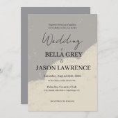 Simple flower Black & White Wedding Invitation 招待状 (正面/裏面)