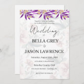 Simple flower Black & White Wedding Invitation 招待状 (正面/裏面)