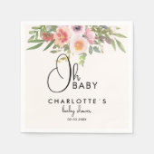 Simple, flowers Baby Shower スタンダードカクテルナプキン (正面)