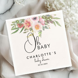 Simple, flowers Baby Shower スタンダードカクテルナプキン