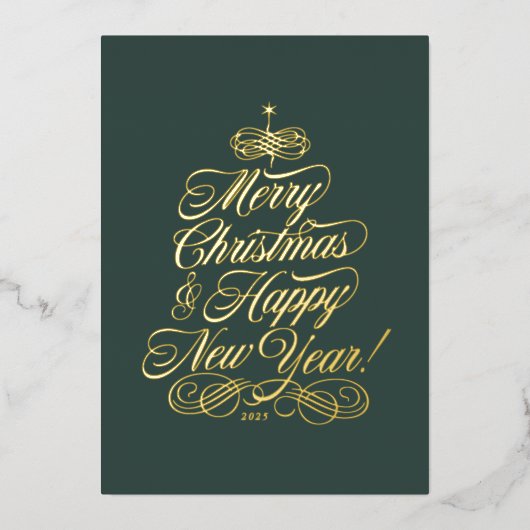 Simple Foil Christmas Card in Green 箔シーズンカード (正面)