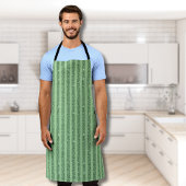 Simple Forest Green Glitter Style Vertical Stripes エプロン