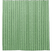 Simple Forest Green Glitter Style Vertical Stripes シャワーカーテン (正面)