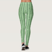 Simple Forest Green Glitter Style Vertical Stripes レギンス (裏面)