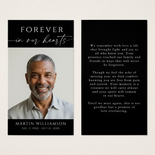 Simple Forever Hearts Photo Funeral Prayer Card (正面&裏面)