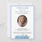 Simple Forget-me-nots Photo Memorial Service 招待状 (正面)