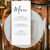 Simple Formal Wedding Menu Card メニュー